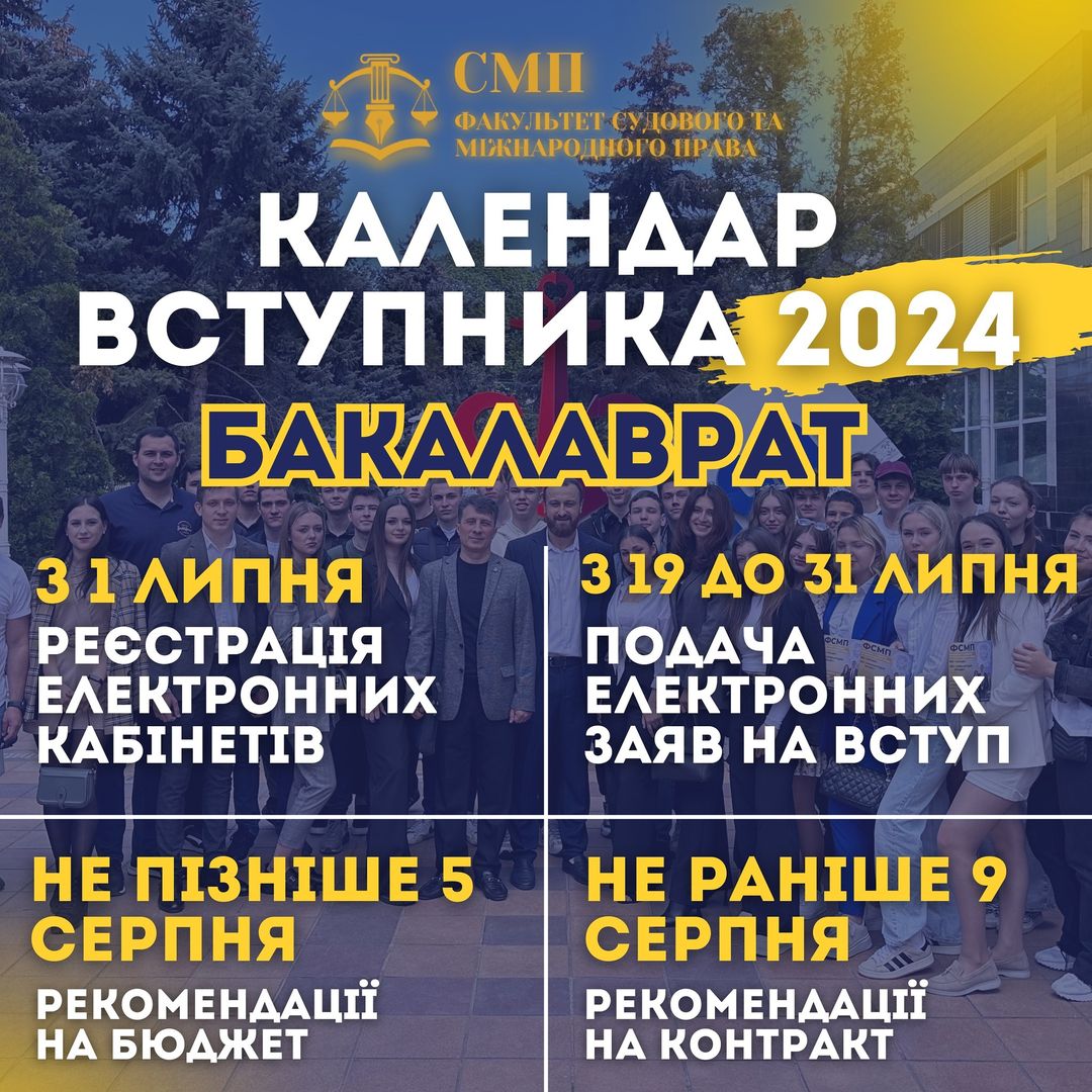 Календар вступника 2024: бакалаврат